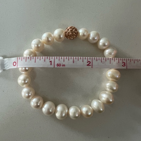 Freshwater Pearl & Rose Gold Colored Crystal Bead Bracelet NWOT - Picture 7 of 10